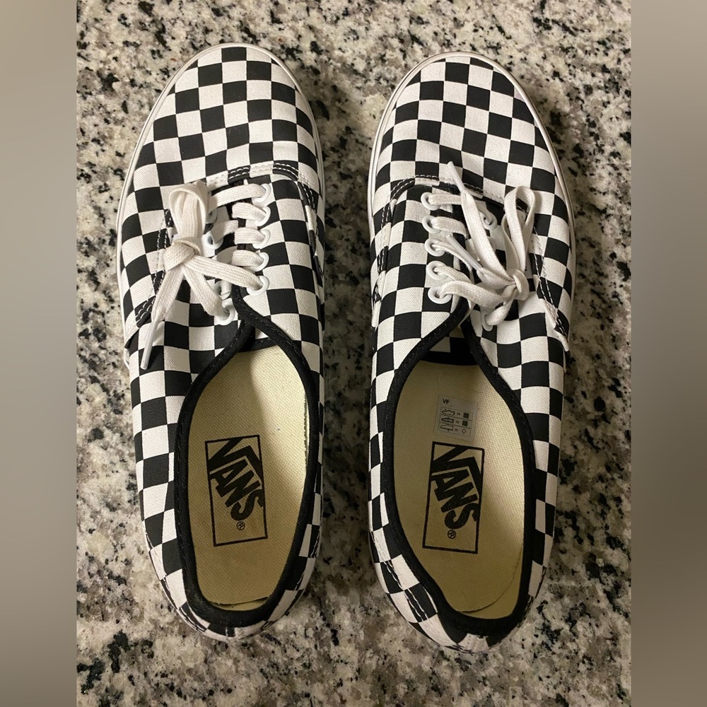 Black and white checkered Vans